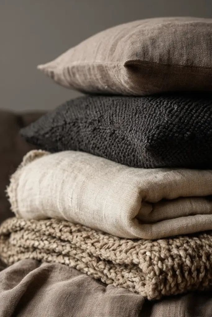 Soft blanket arranged in a calm home interior