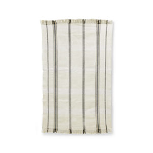 Handwoven cotton rug - white/black stripes